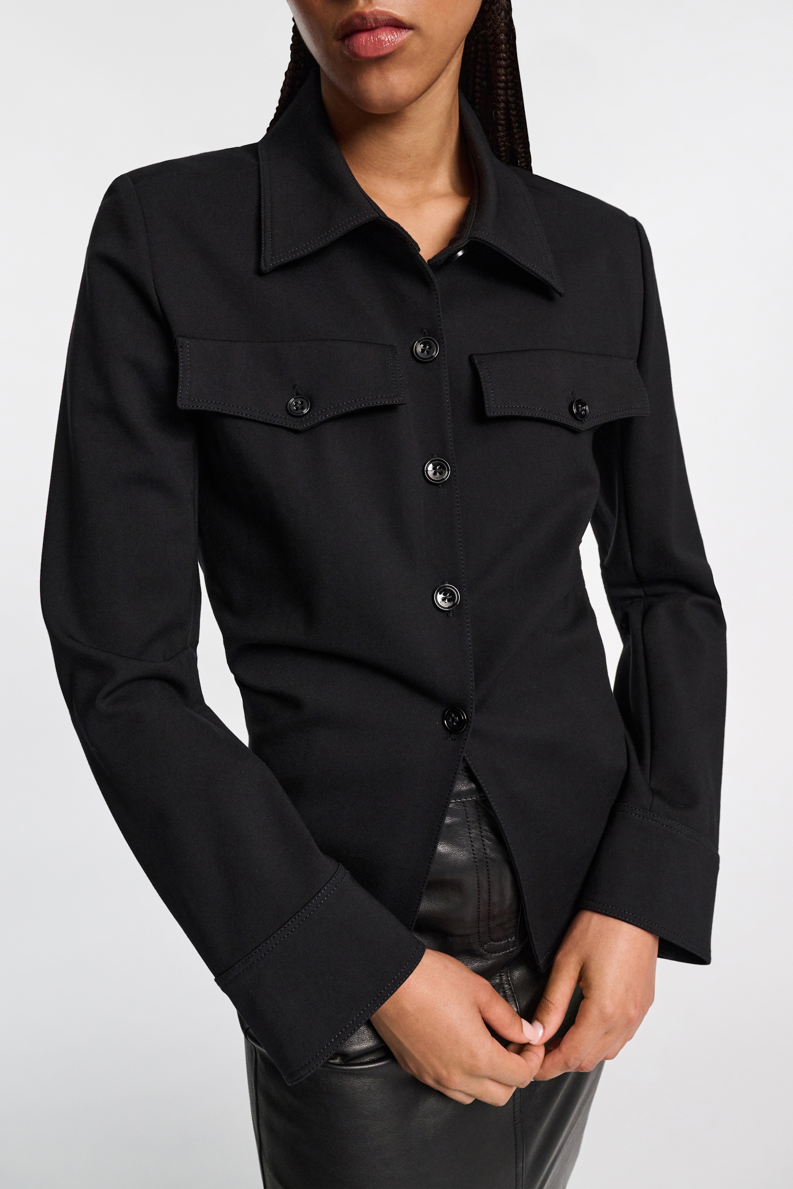 Dorothee Schumacher Getailortes Shirt aus Punto Milano deep black