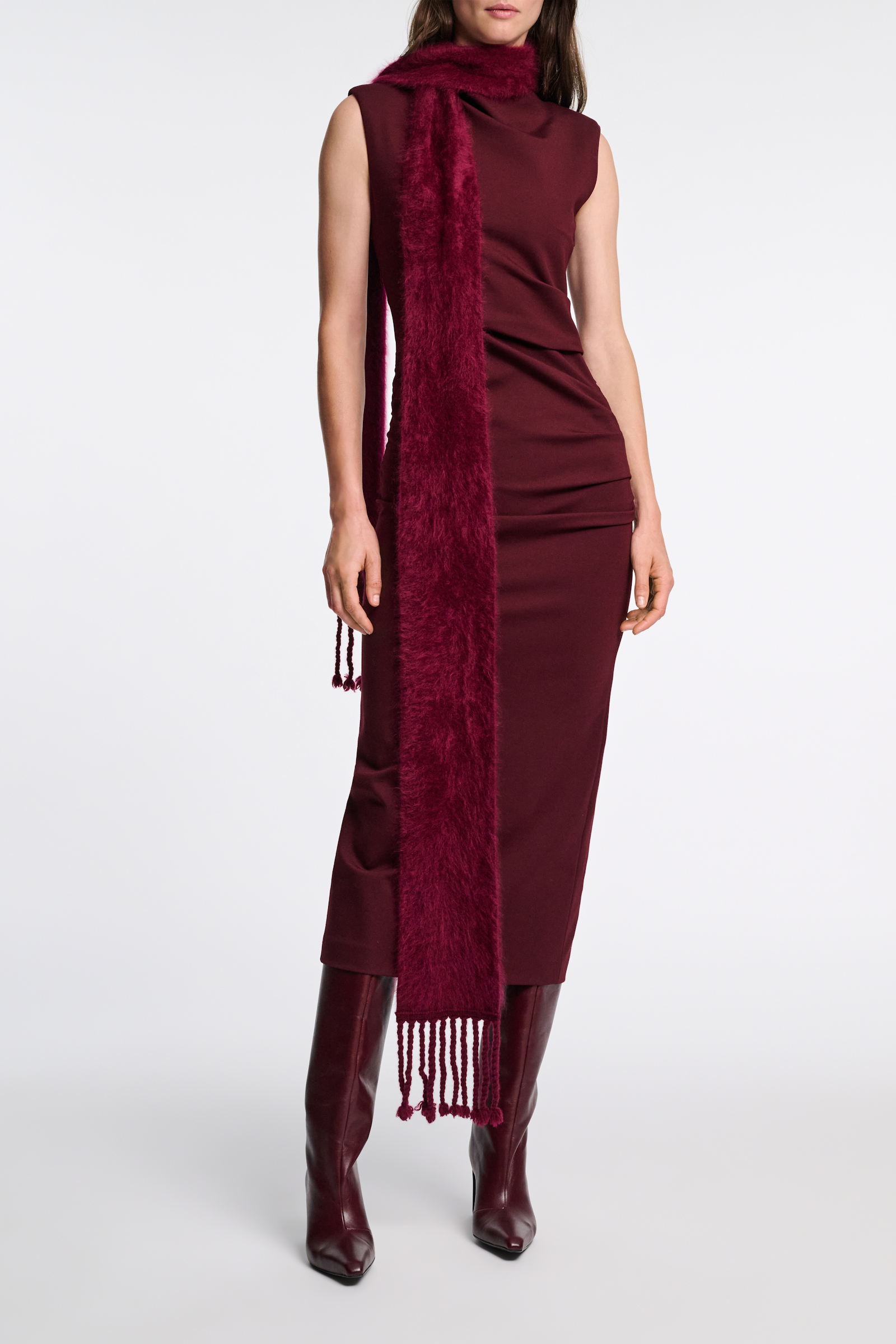 Dorothee Schumacher Drapiertes Kleid aus Punto Milano dark burgundy