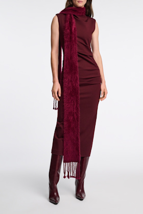 Dorothee Schumacher Drapey dress in Punto Milano dark burgundy