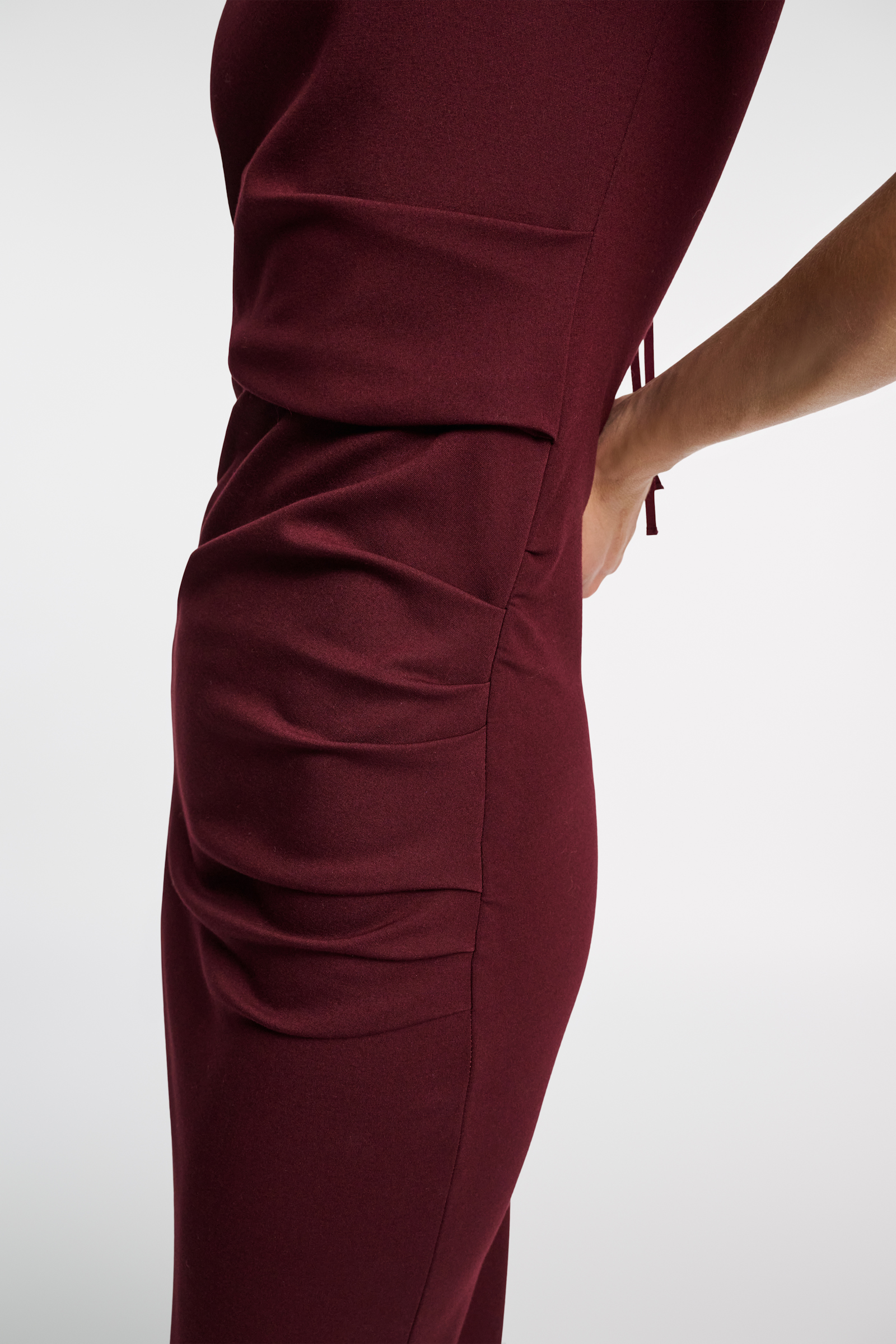 Dorothee Schumacher Drapey dress in Punto Milano dark burgundy