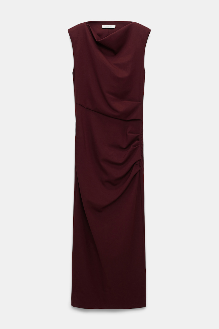 Dorothee Schumacher Drapey dress in Punto Milano dark burgundy