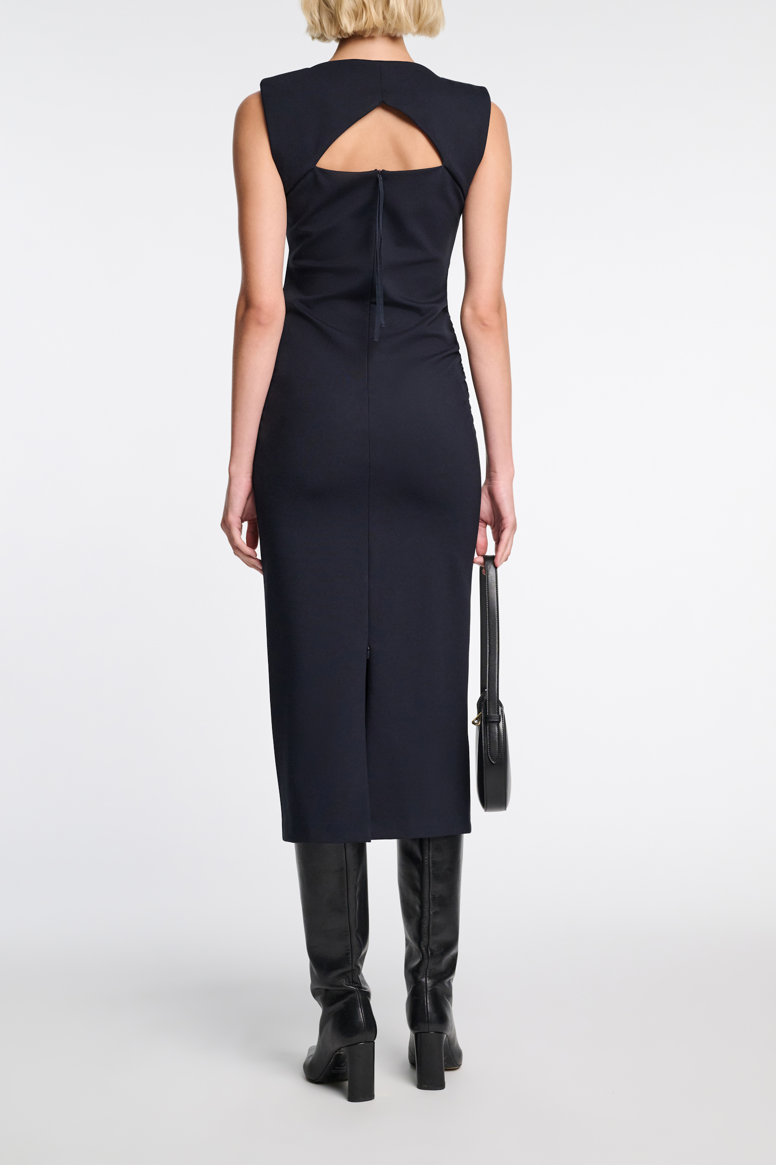 Dorothee Schumacher Drapiertes Kleid aus Punto Milano dark navy