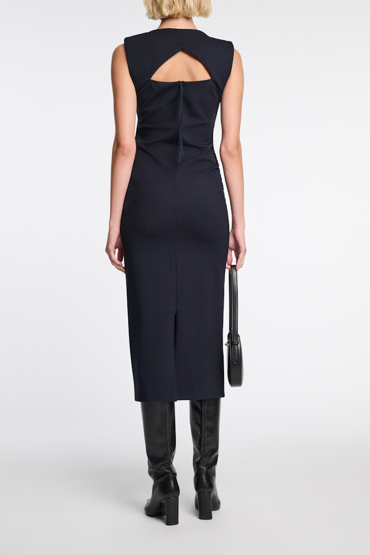 Dorothee Schumacher Drapey dress in Punto Milano dark navy