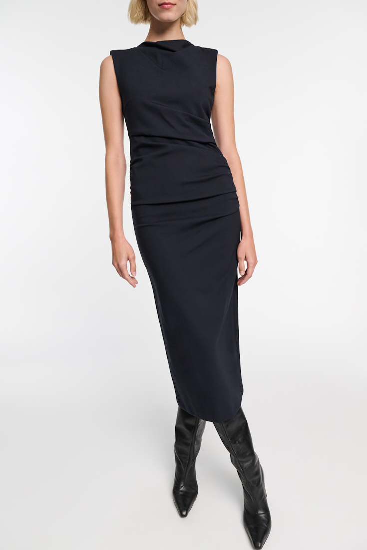 Dorothee Schumacher Drapiertes Kleid aus Punto Milano dark navy