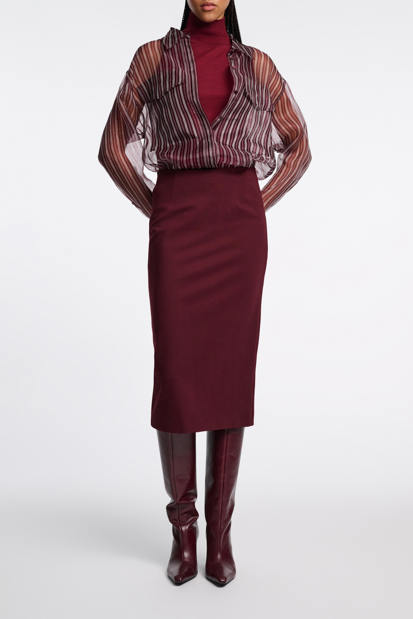 Dorothee Schumacher Pencil skirt in Punto Milano dark burgundy