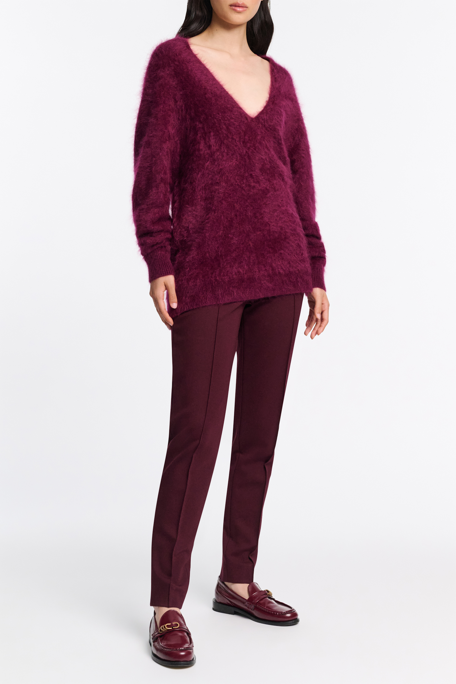 Dorothee Schumacher Cigarette pants in Punto Milano dark burgundy