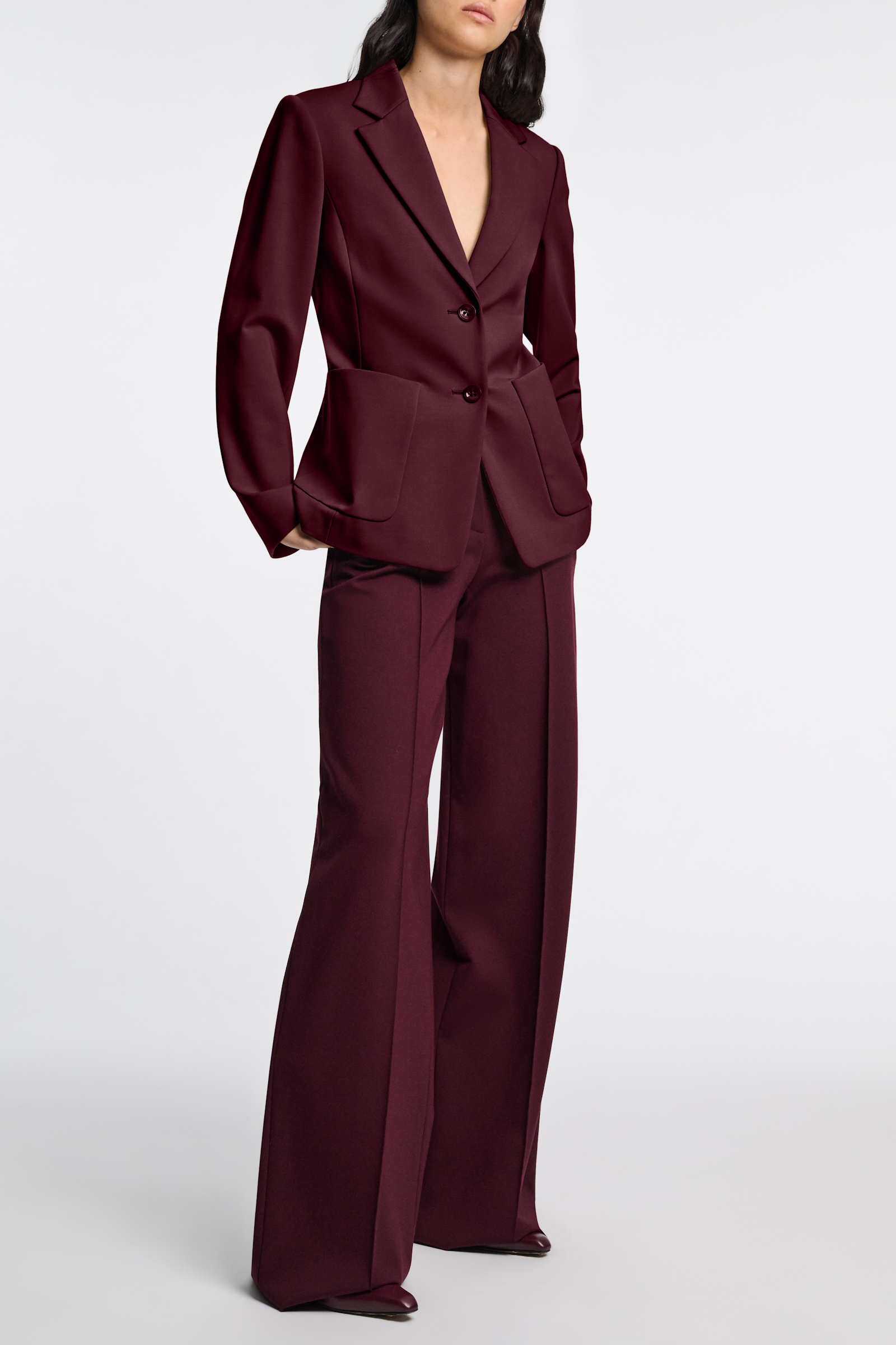 Dorothee Schumacher Hose aus Punto Milano mit weitem Bein dark burgundy