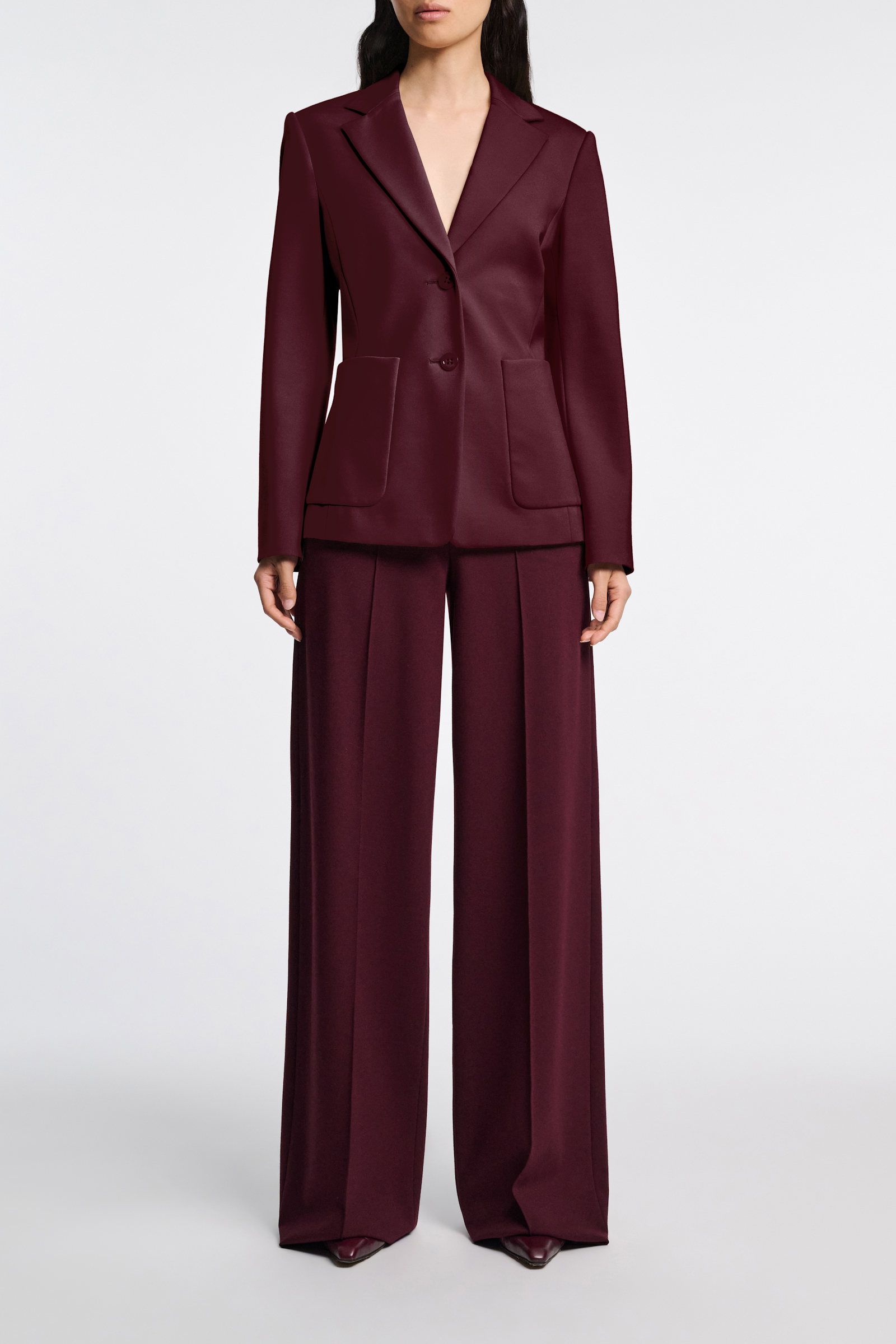 Dorothee Schumacher Hose aus Punto Milano mit weitem Bein dark burgundy