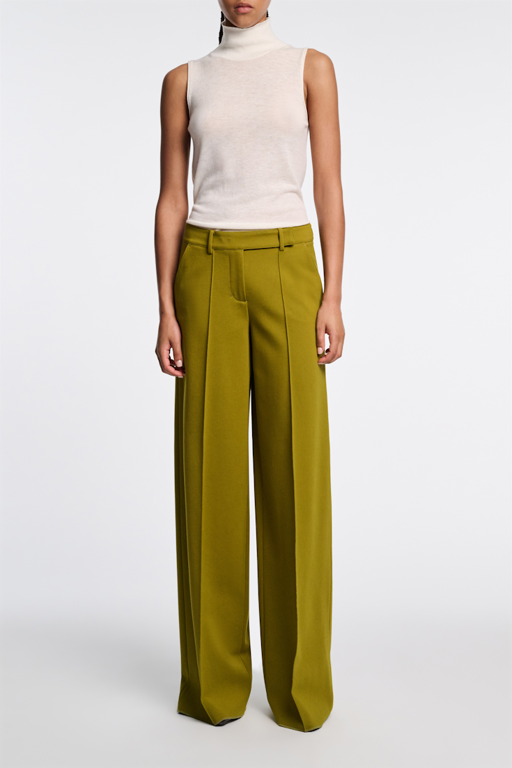 Dorothee Schumacher Hose aus Punto Milano mit weitem Bein leguan green