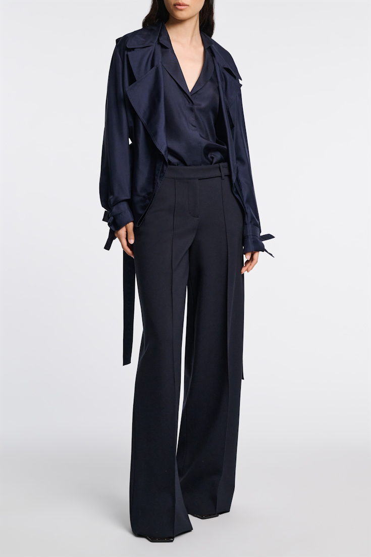 Dorothee Schumacher Hose aus Punto Milano mit weitem Bein dark navy