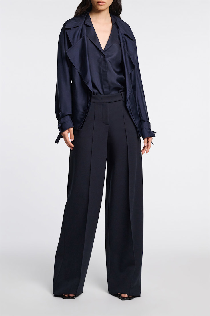 Dorothee Schumacher Hose aus Punto Milano mit weitem Bein dark navy