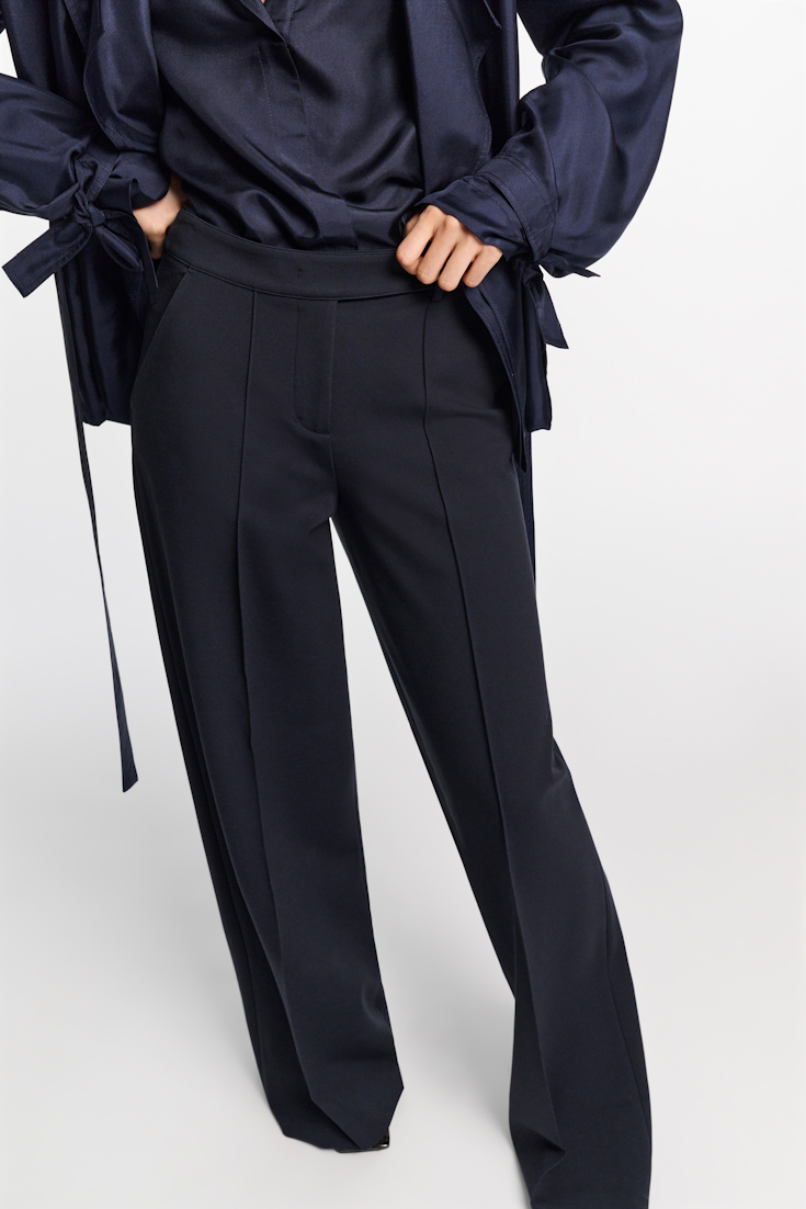 Dorothee Schumacher Hose aus Punto Milano mit weitem Bein dark navy