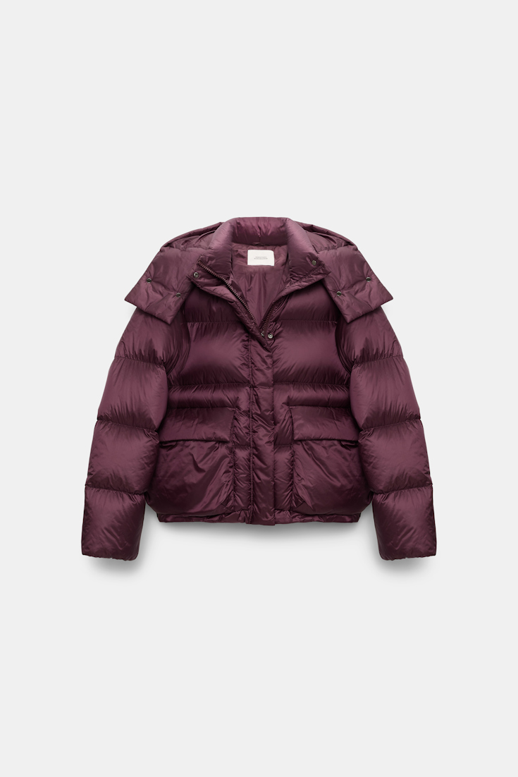 Dorothee Schumacher Quilted nylon down jacket dark burgundy