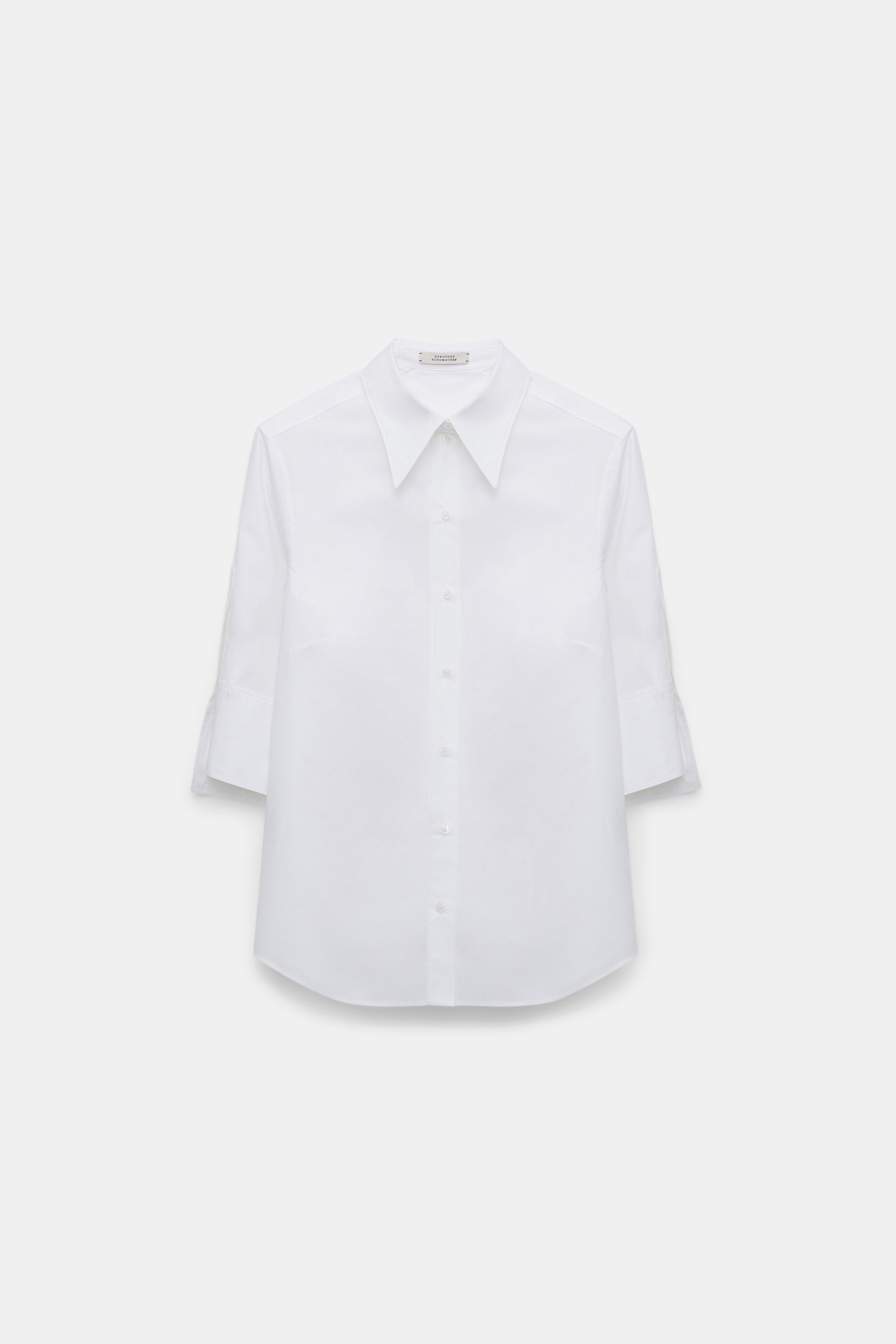 Dorothee Schumacher Half-sleeve poplin blouse with asymmetric buttoned cuffs pure white