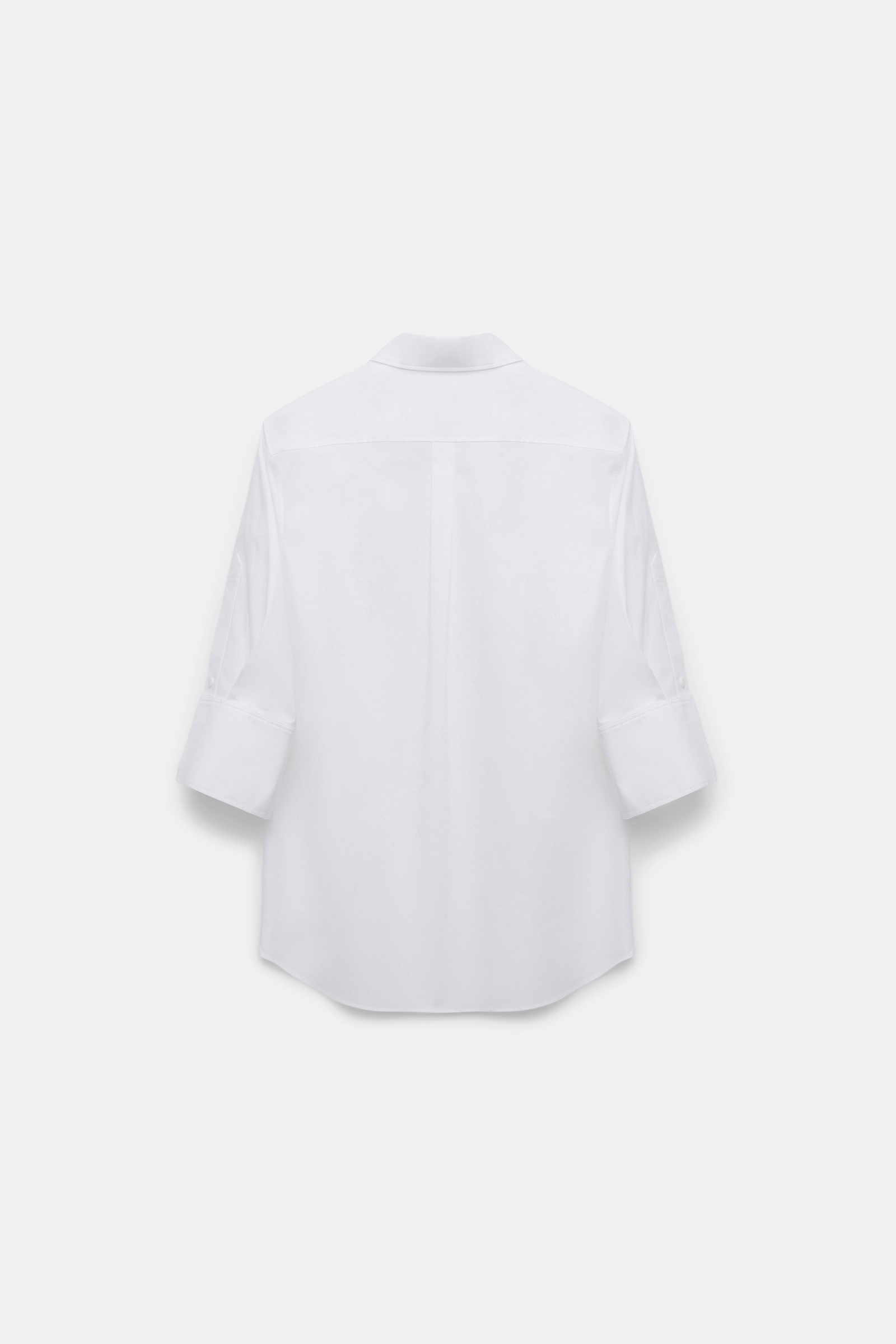 Dorothee Schumacher Half-sleeve poplin blouse with asymmetric buttoned cuffs pure white