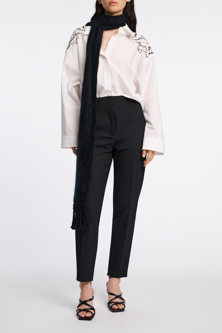 Dorothee Schumacher Oversized cotton poplin shirt with hotfix embellishment pure white