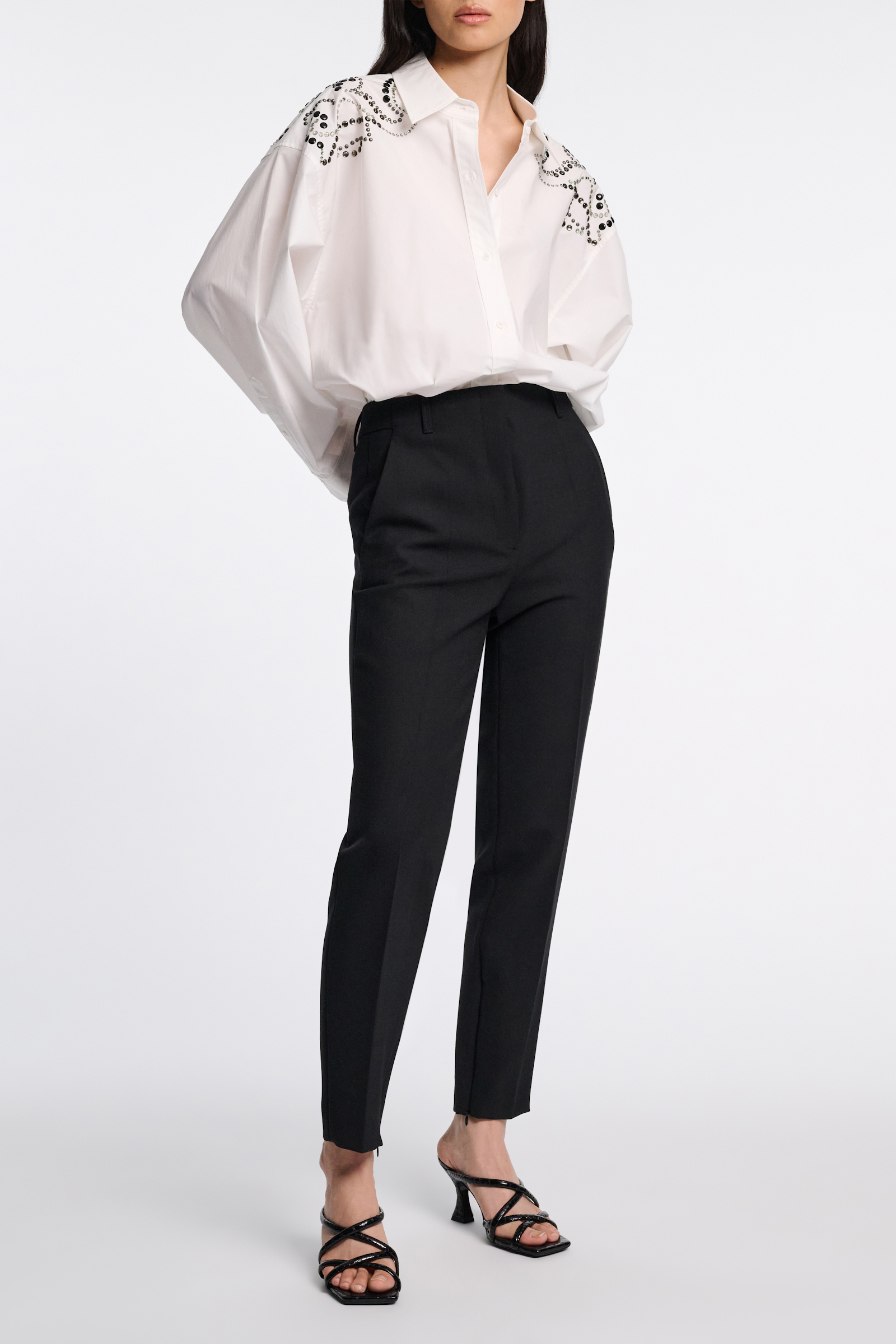 Dorothee Schumacher Oversized cotton poplin shirt with hotfix embellishment pure white