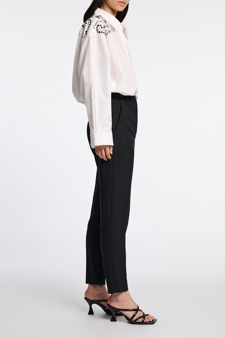 Dorothee Schumacher Oversized cotton poplin shirt with hotfix embellishment pure white