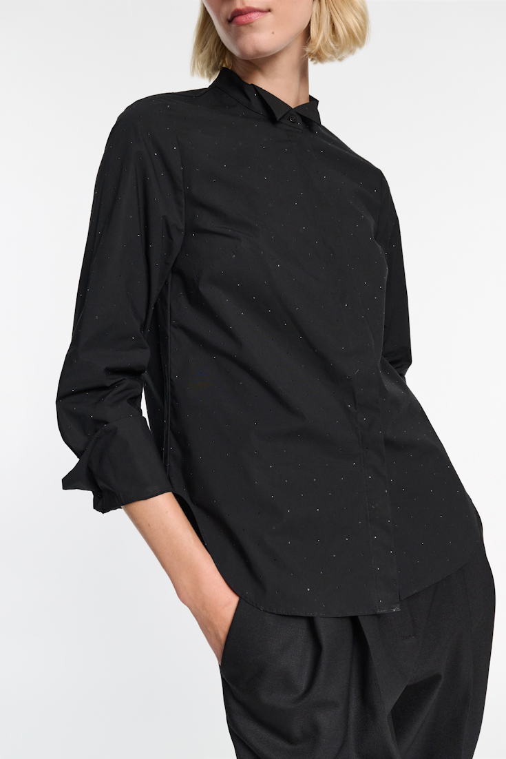 Dorothee Schumacher Cotton poplin blouse with graphic rhinestone embellishment black