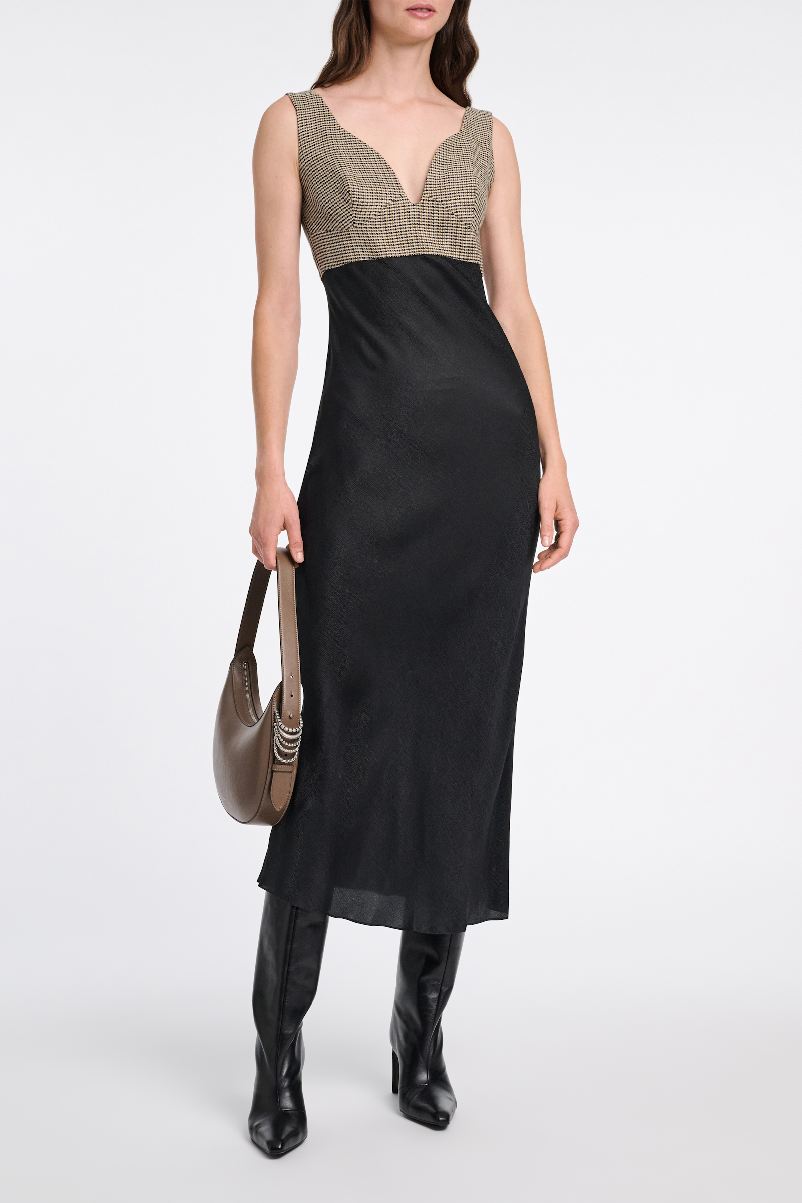 Dorothee Schumacher Slip Dress pepita mix + black