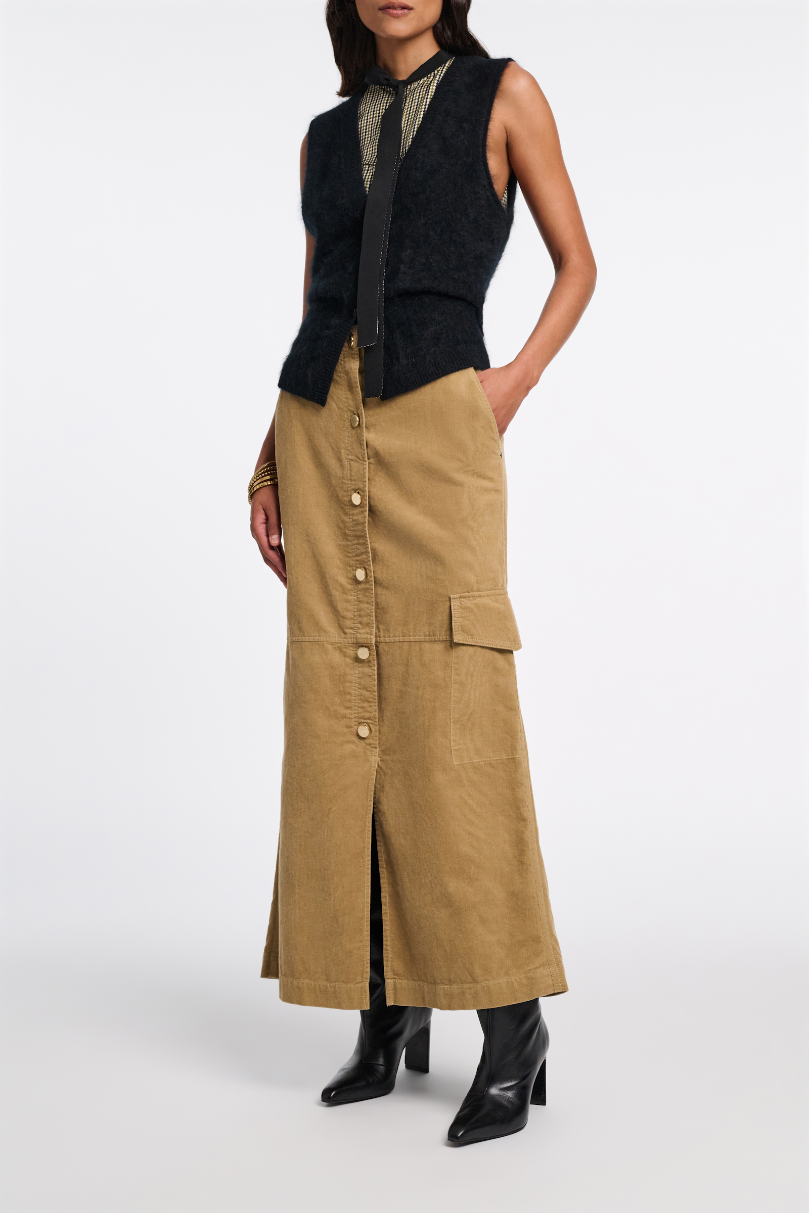 Dorothee Schumacher Corduroy cargo skirt dusty camel