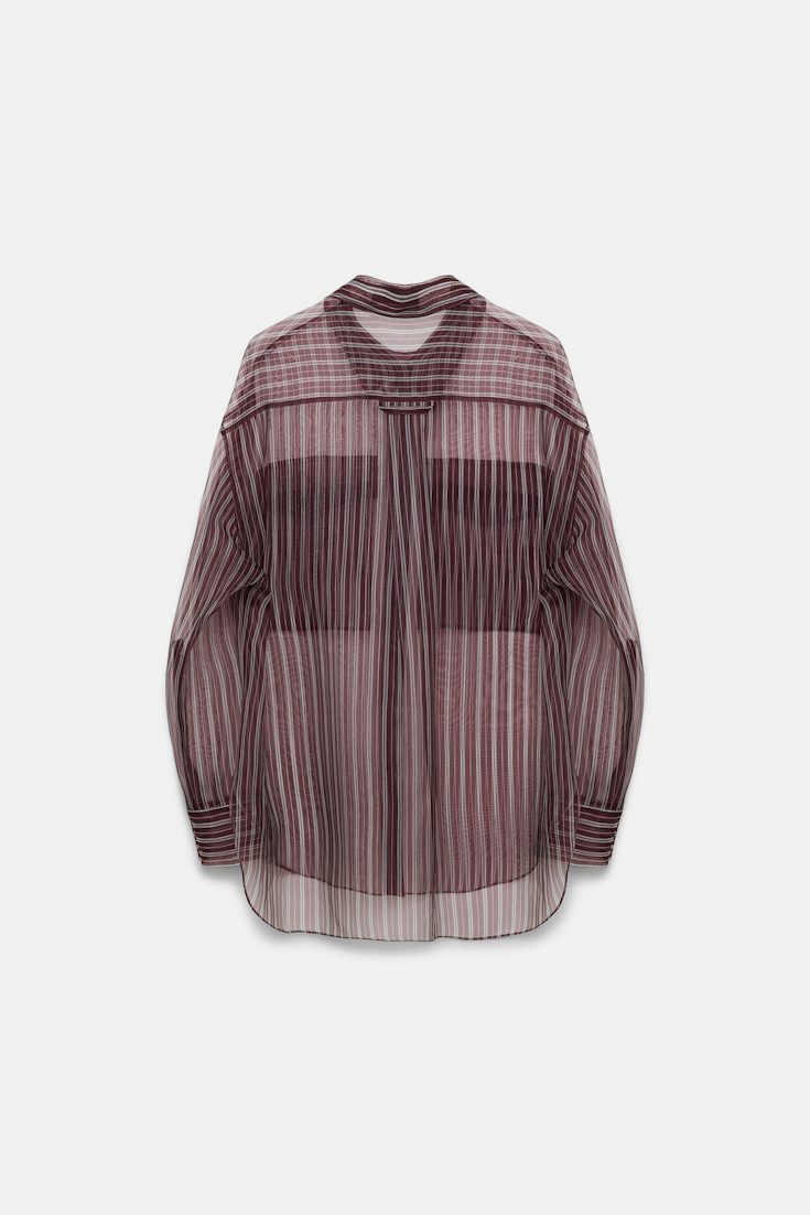 Dorothee Schumacher Sheer printed stripe silk organza blouse bordeaux stripe