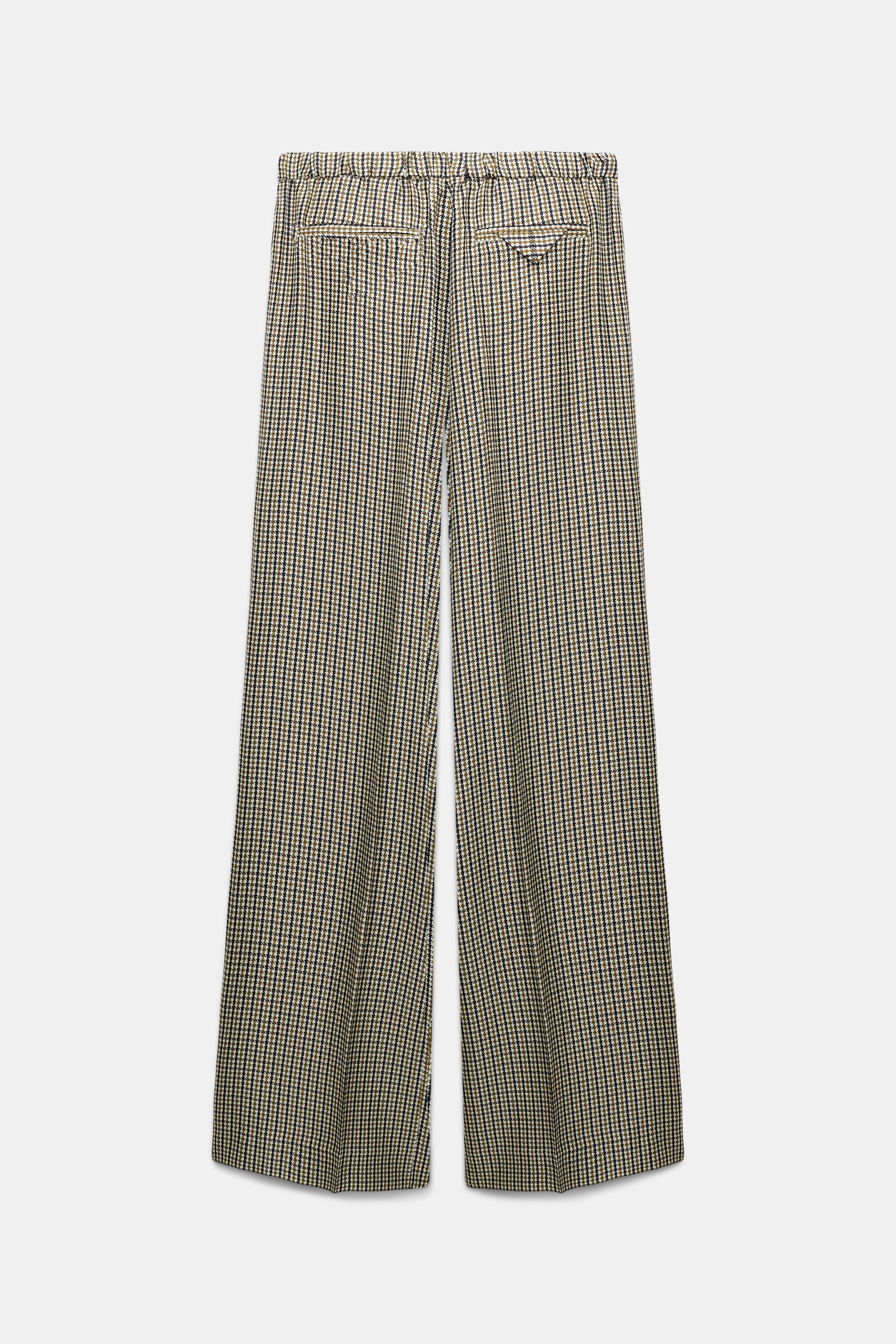 Dorothee Schumacher Wide leg trousers in printed silk twill pepita mix khaki