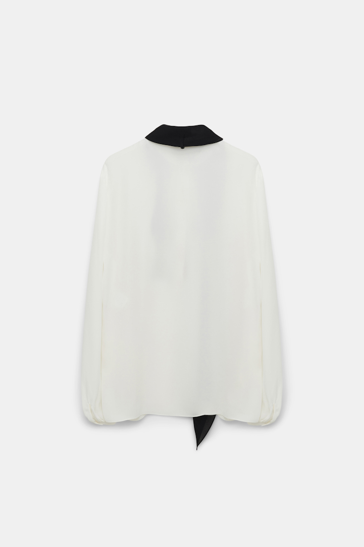 Dorothee Schumacher Silk double georgette blouse with removable bow tie scarf camelia white