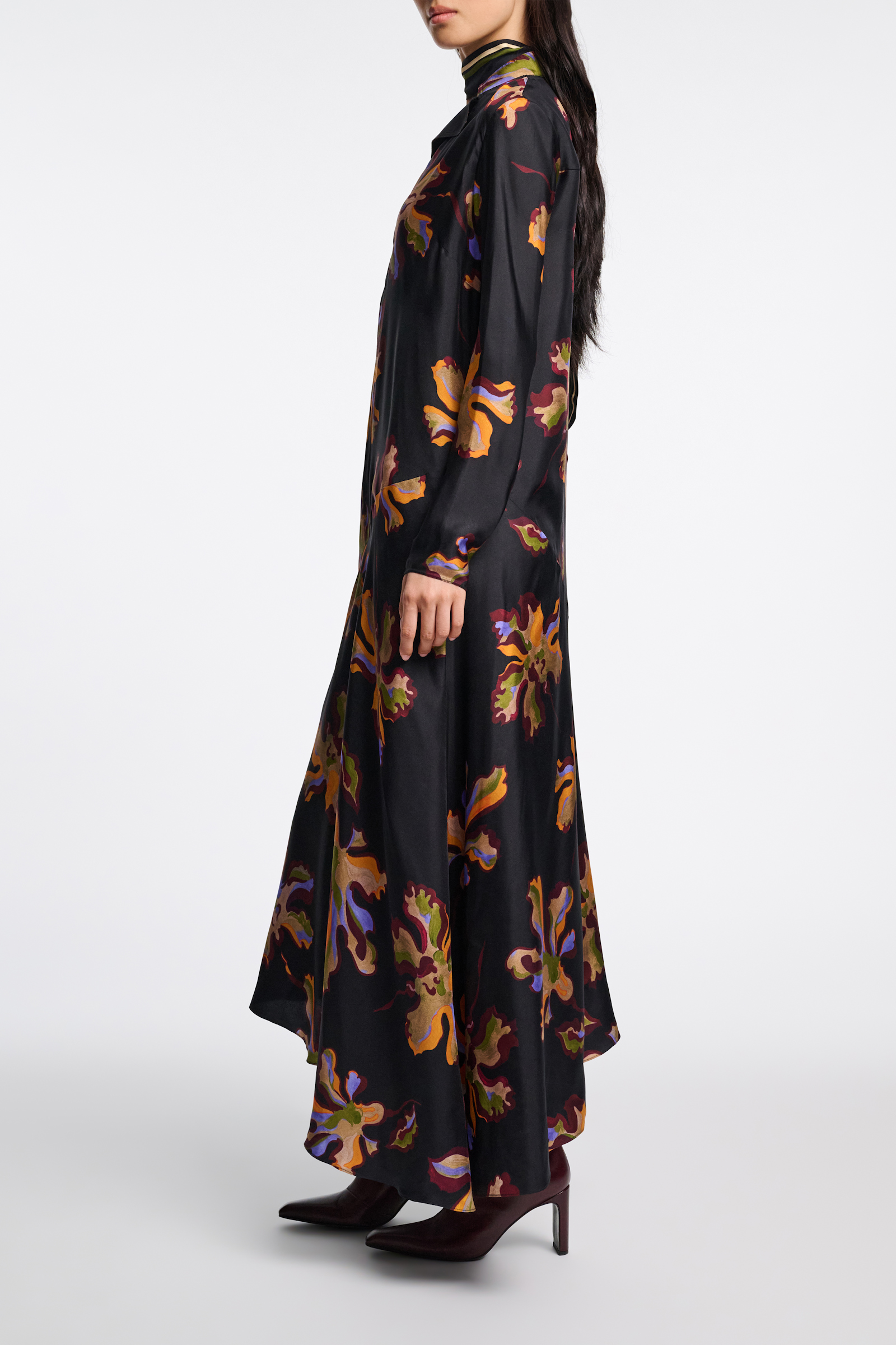 Dorothee Schumacher Flower print silk twill dress flame all over print