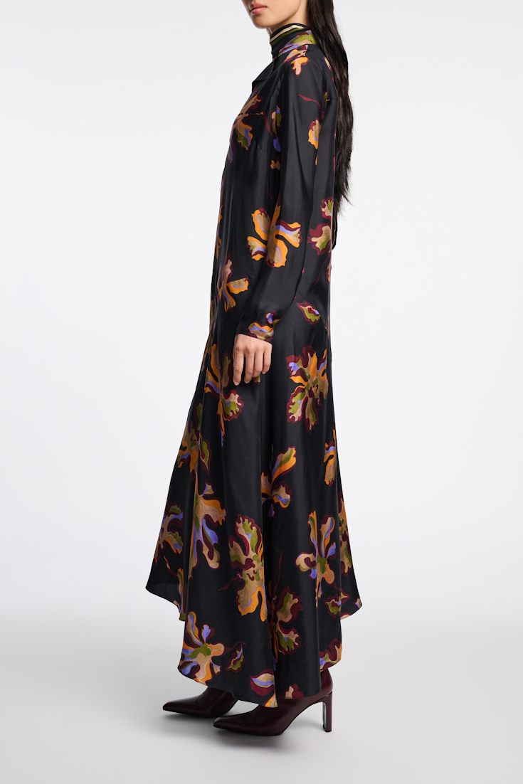 Dorothee Schumacher Flower print silk twill dress flame all over print