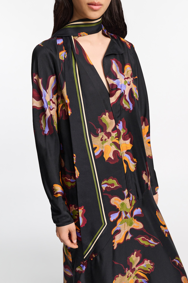 Dorothee Schumacher Flower print silk twill dress flame all over print