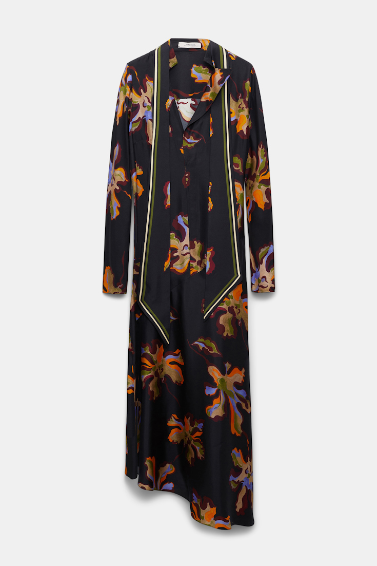 Dorothee Schumacher Flower print silk twill dress flame all over print