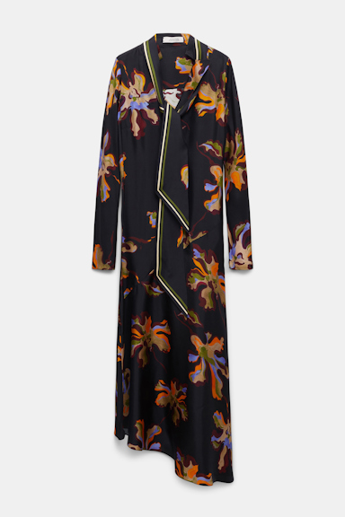 Dorothee Schumacher Flower print silk twill dress flame all over print