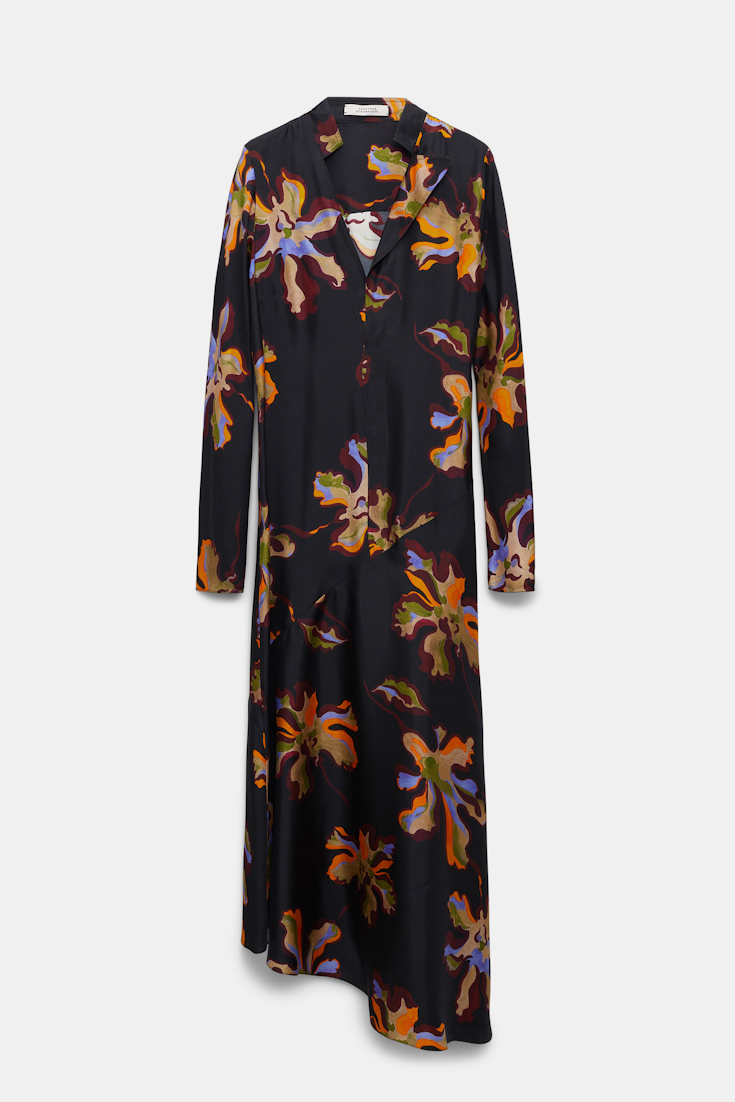 Dorothee Schumacher Flower print silk twill dress flame all over print