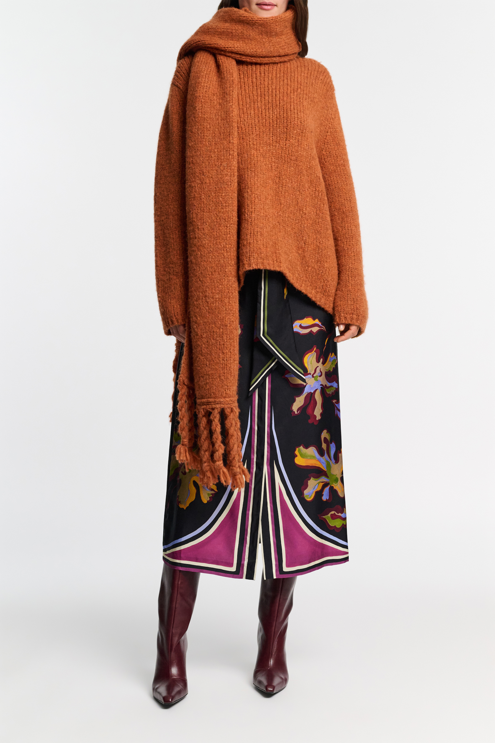 Dorothee Schumacher Midirock  aus Seidentwill mit floralem Print flame all over print