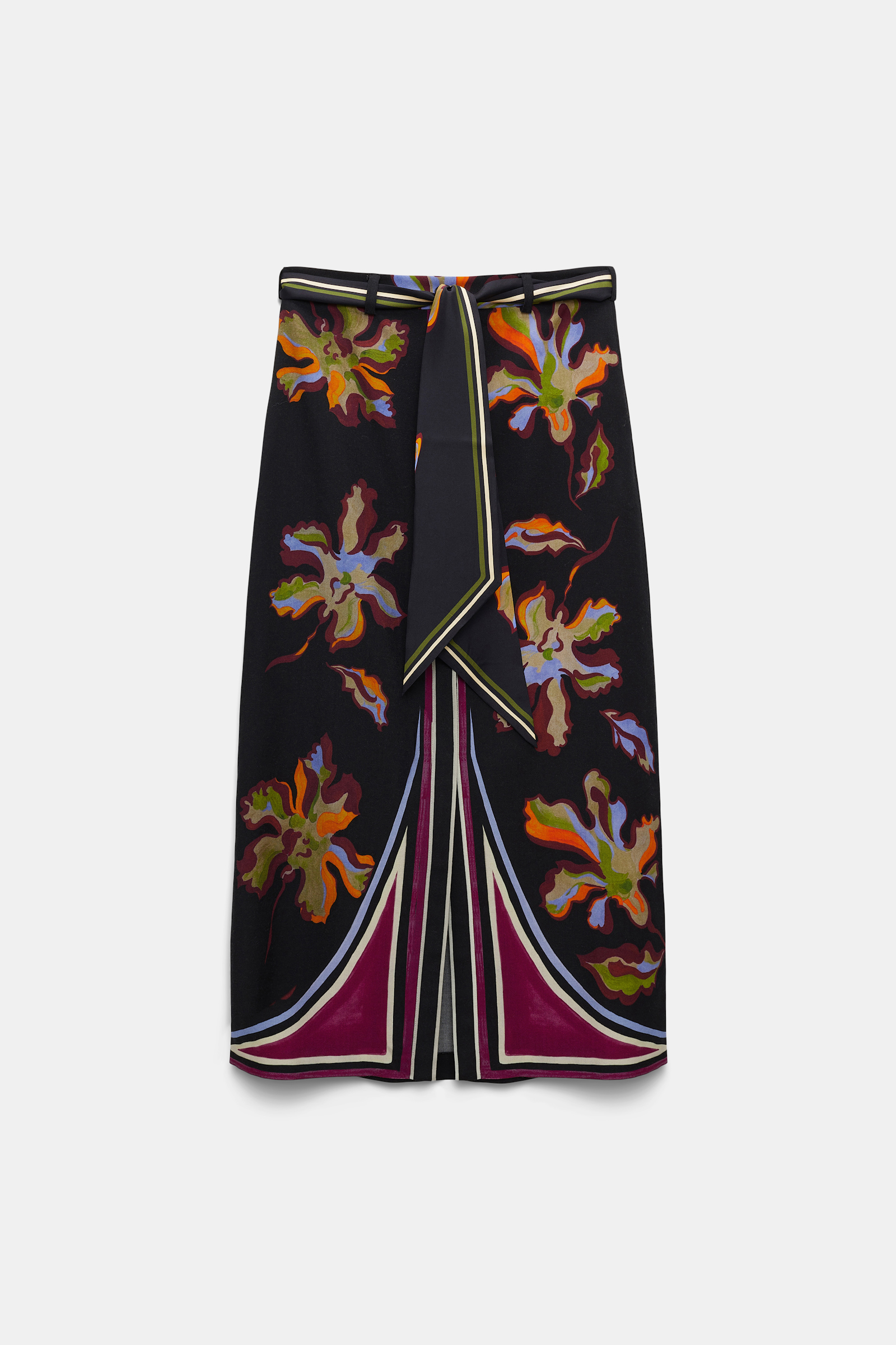 Dorothee Schumacher Flower print silk twill skirt flame all over print