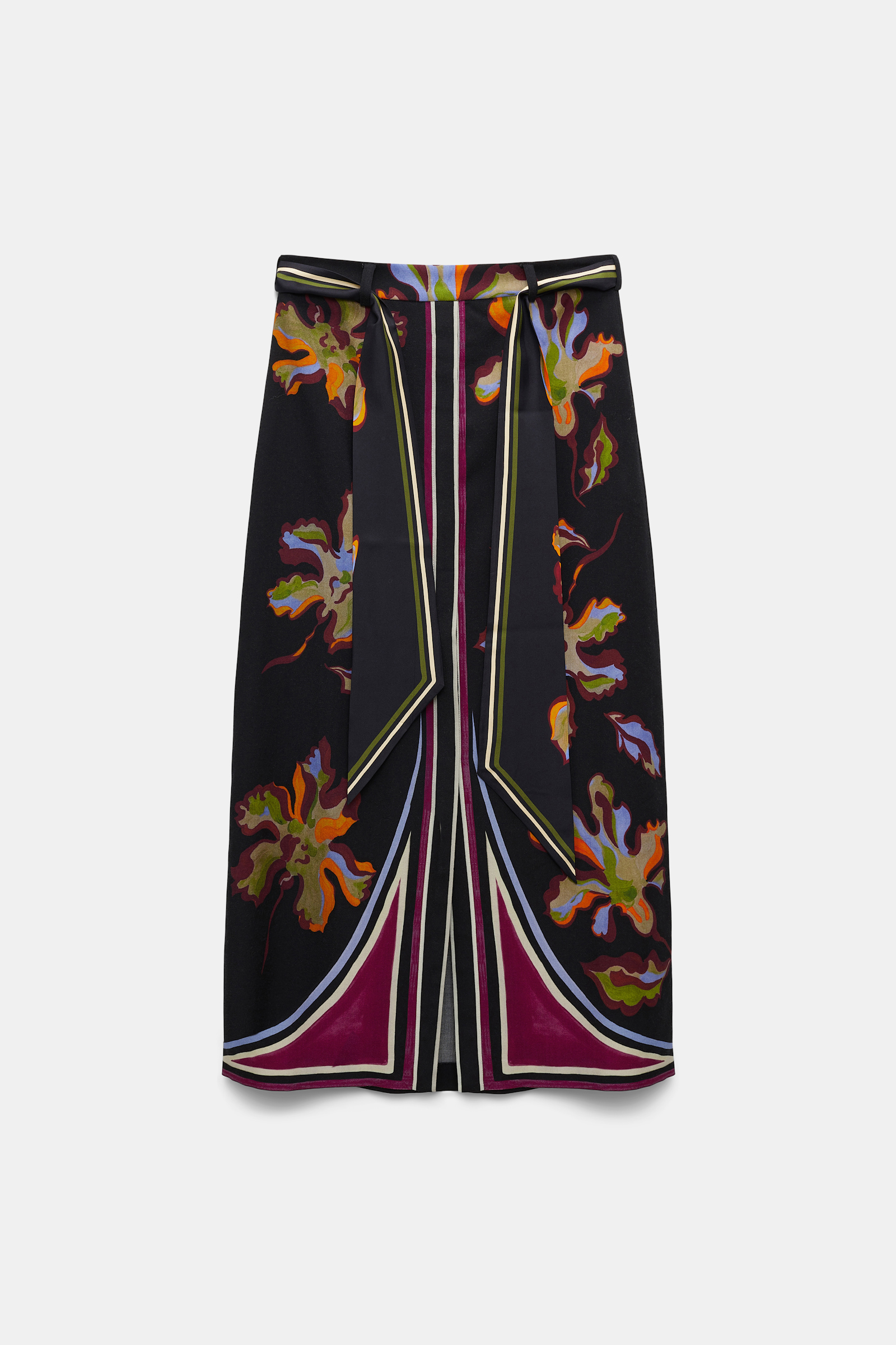 Dorothee Schumacher Flower print silk twill skirt flame all over print