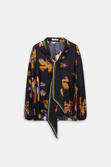 Dorothee Schumacher Flower print silk twill blouse flame all over print