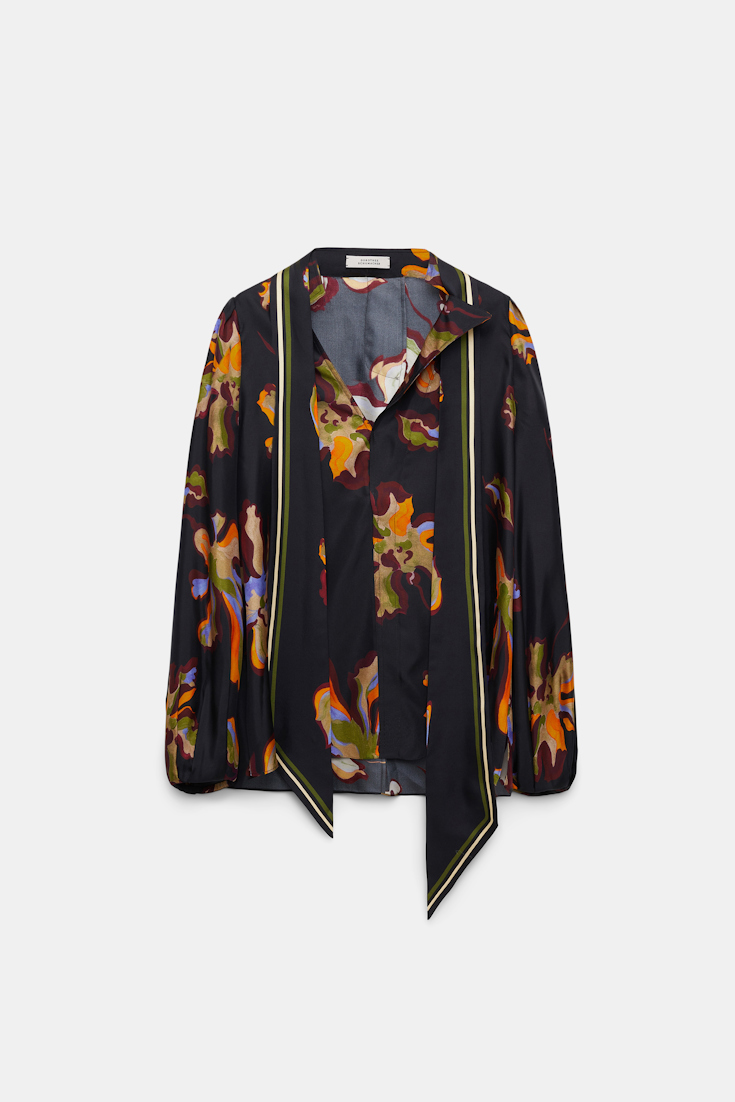 Dorothee Schumacher Flower print silk twill blouse flame all over print