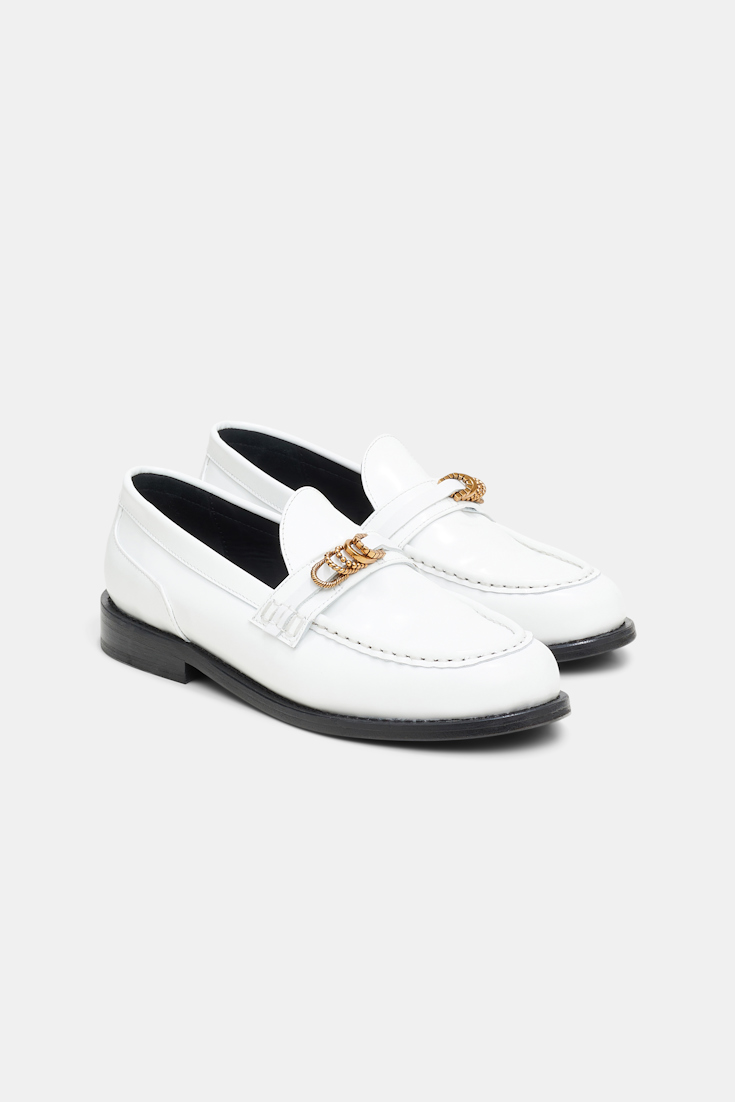 Dorothee Schumacher Loafers with fanned D-ring sash pure white