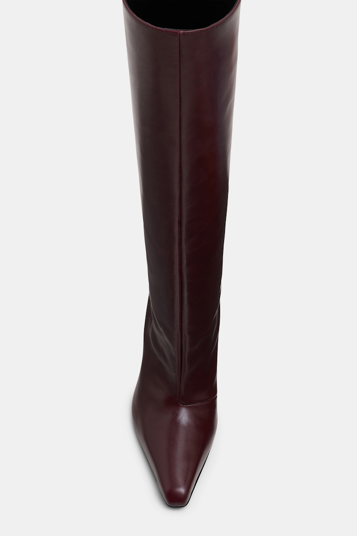 Dorothee Schumacher Hohe Kalbsleder Boots mit weitem Schaft chestnut brown