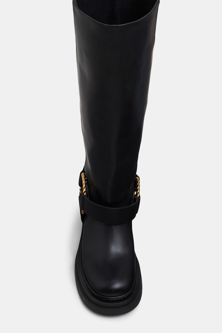 Dorothee Schumacher Tall biker boots with twisted D-ring detail black