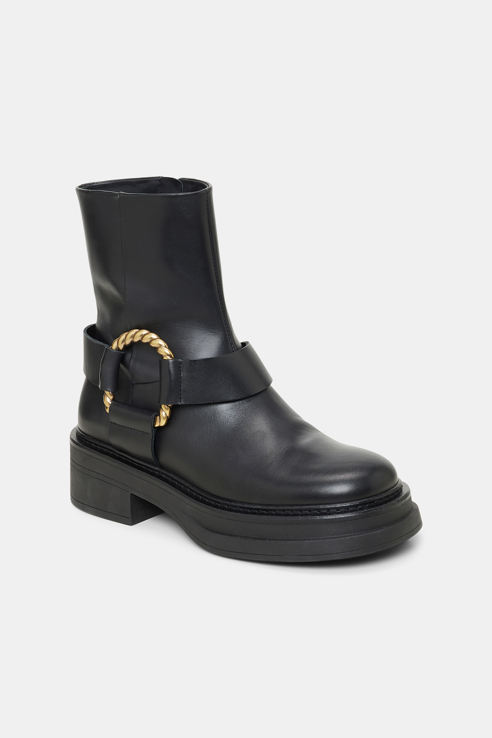 Dorothee Schumacher Short biker boots with twisted D-ring detail black