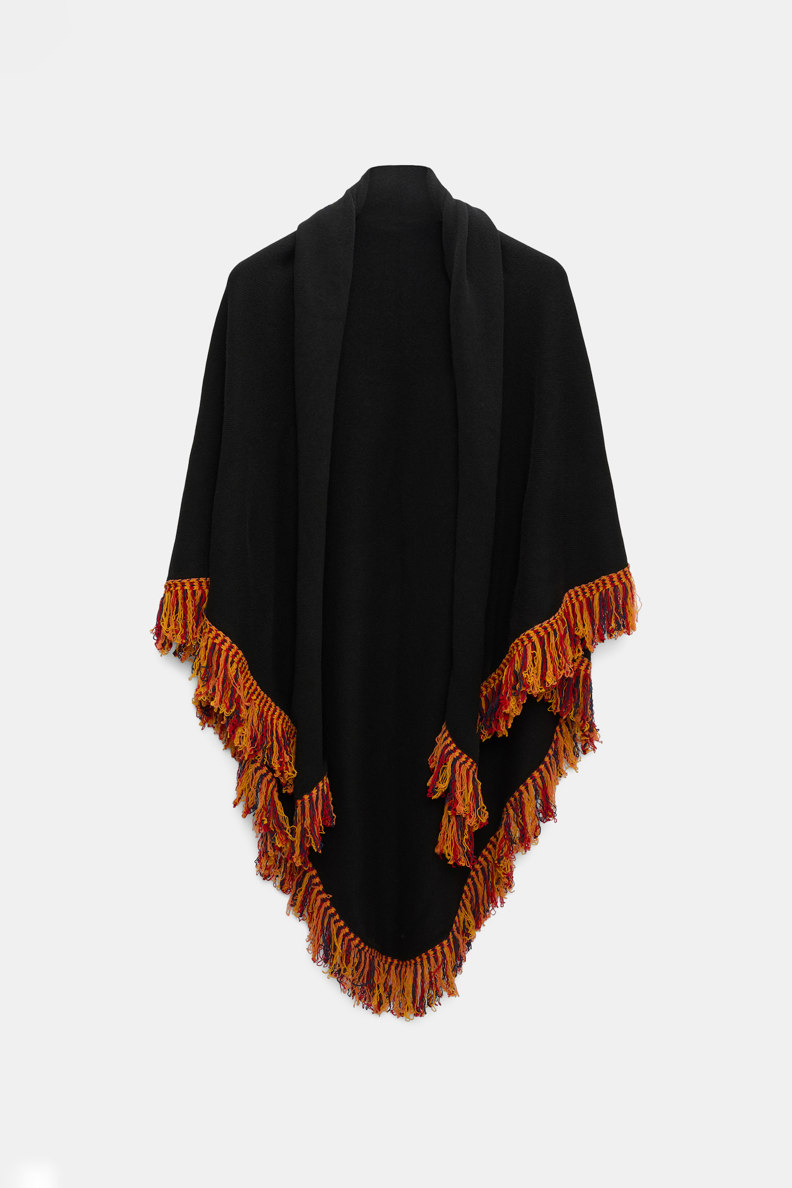 Dorothee Schumacher Merino virgin wool poncho with fringed edges multistripe