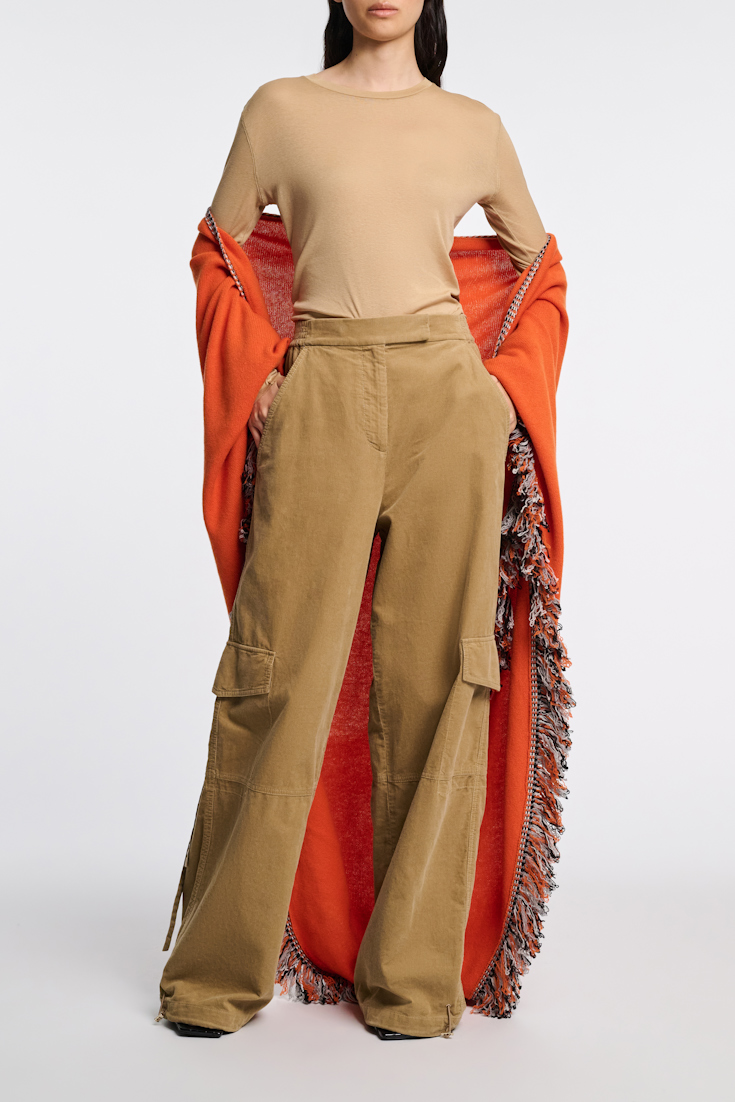 Dorothee Schumacher Merino virgin wool poncho with fringed edges pumpkin orange