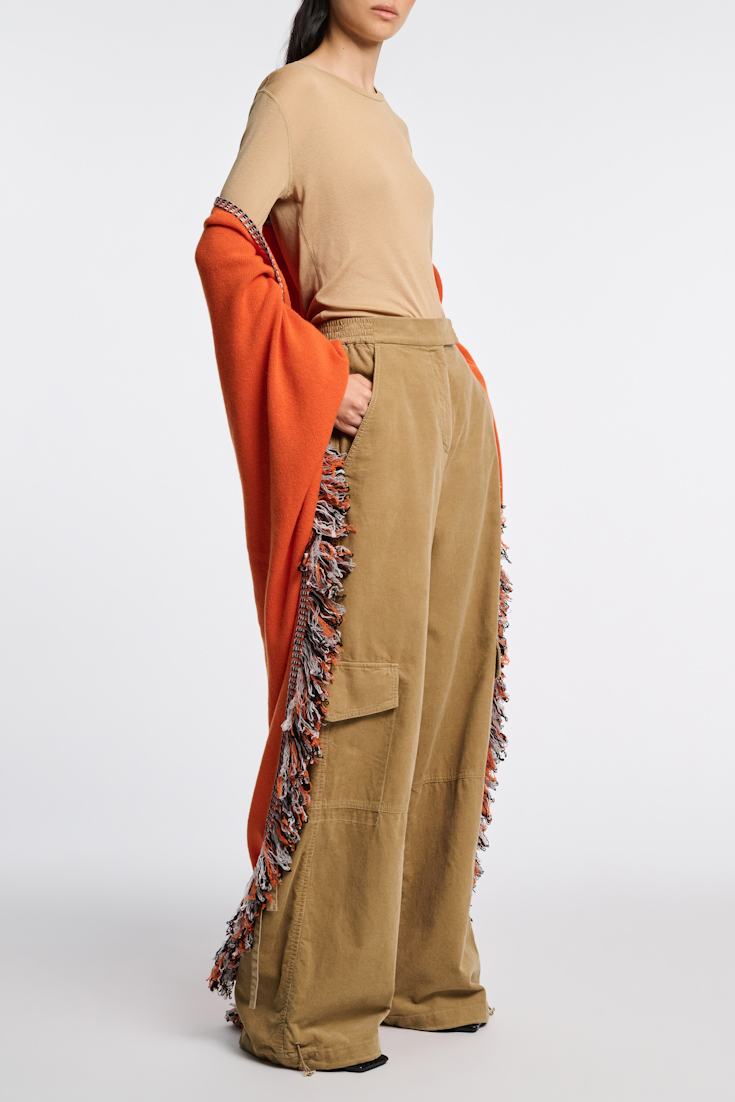 Dorothee Schumacher Merino virgin wool poncho with fringed edges pumpkin orange