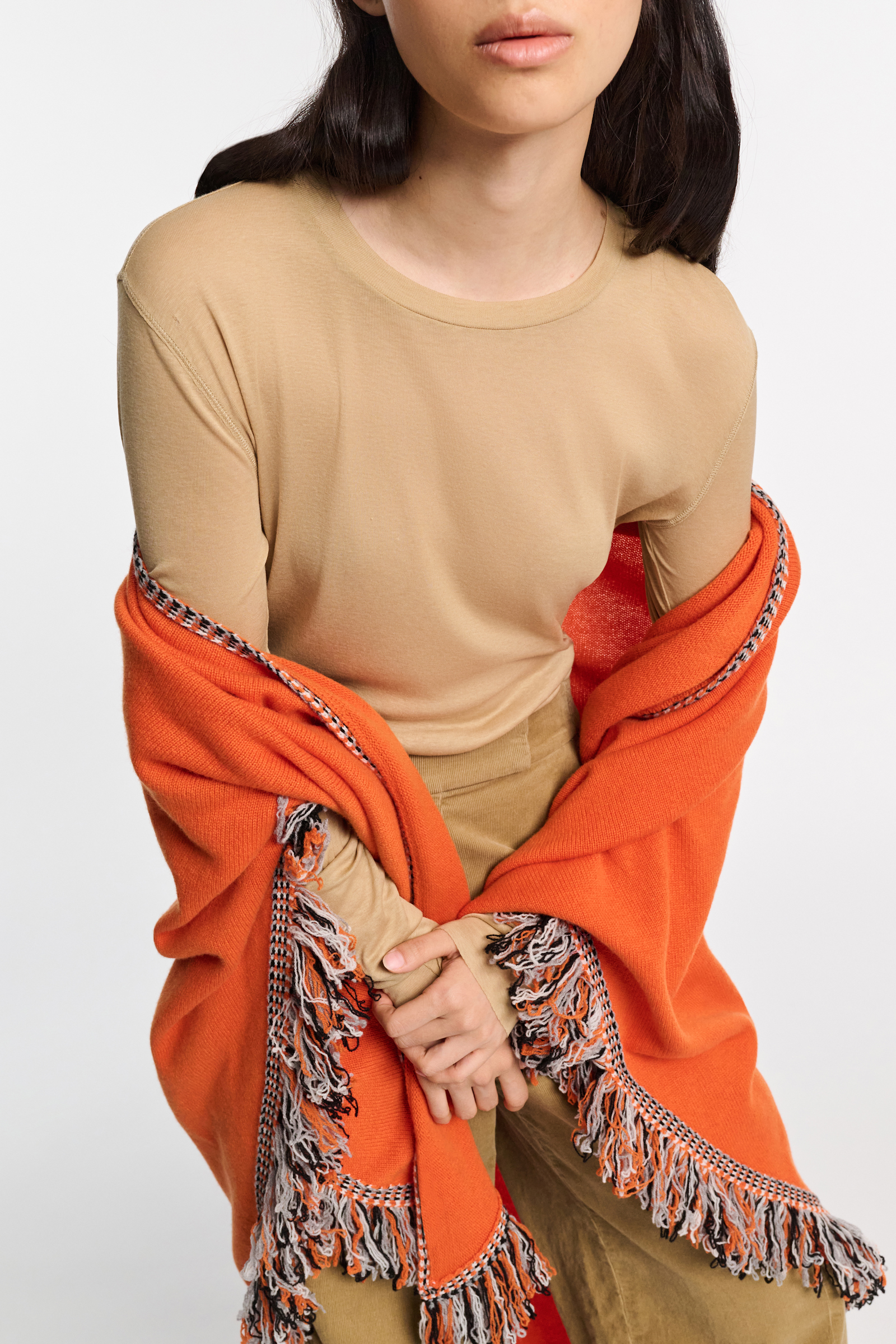 Dorothee Schumacher Poncho aus Merino mit Fransen pumpkin orange