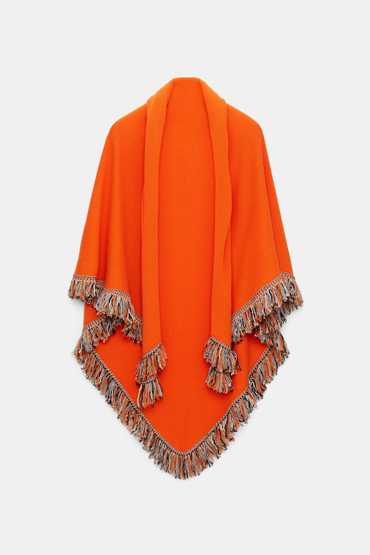 Dorothee Schumacher Poncho aus Merino mit Fransen pumpkin orange