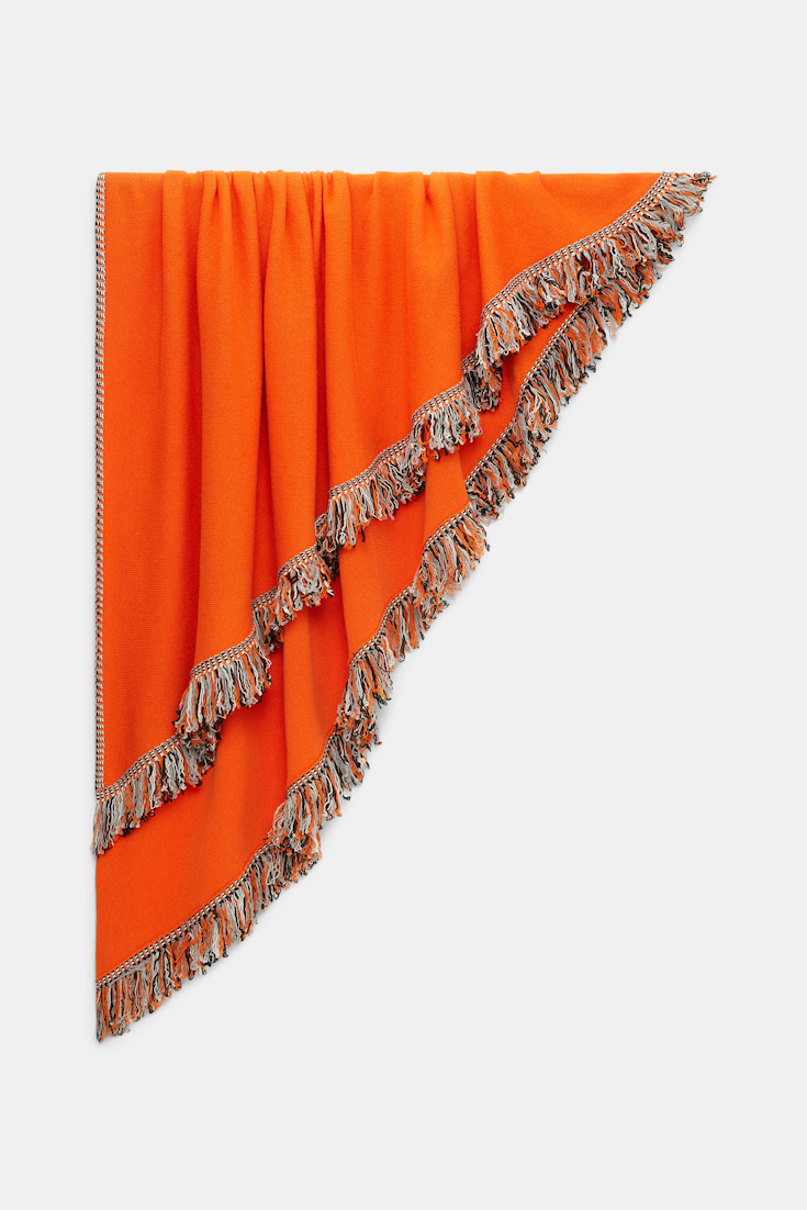 Dorothee Schumacher Merino virgin wool poncho with fringed edges pumpkin orange