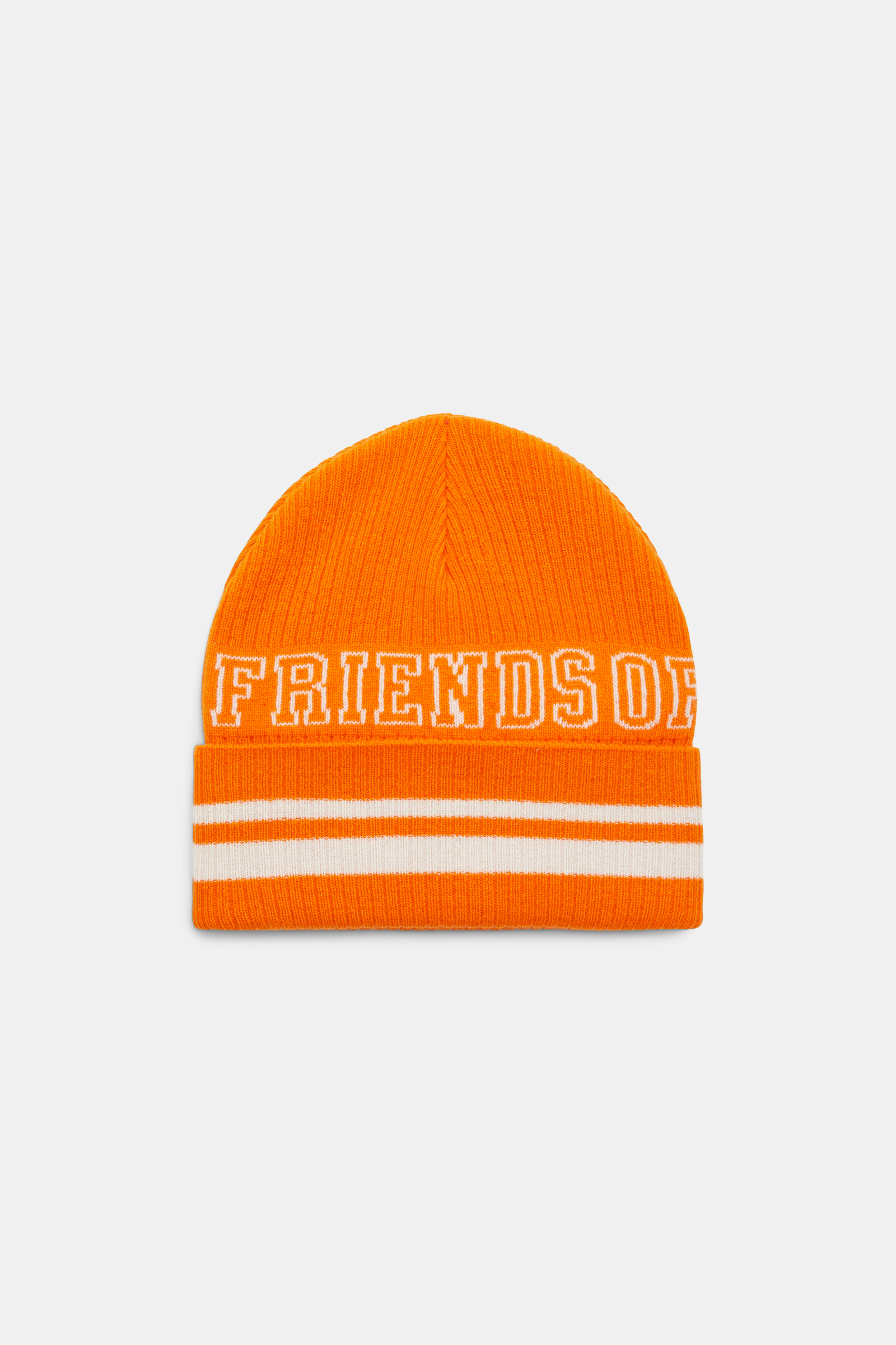 Dorothee Schumacher FRIENDS OF DOROTHEE lettered merino wool beanie orange off white mix